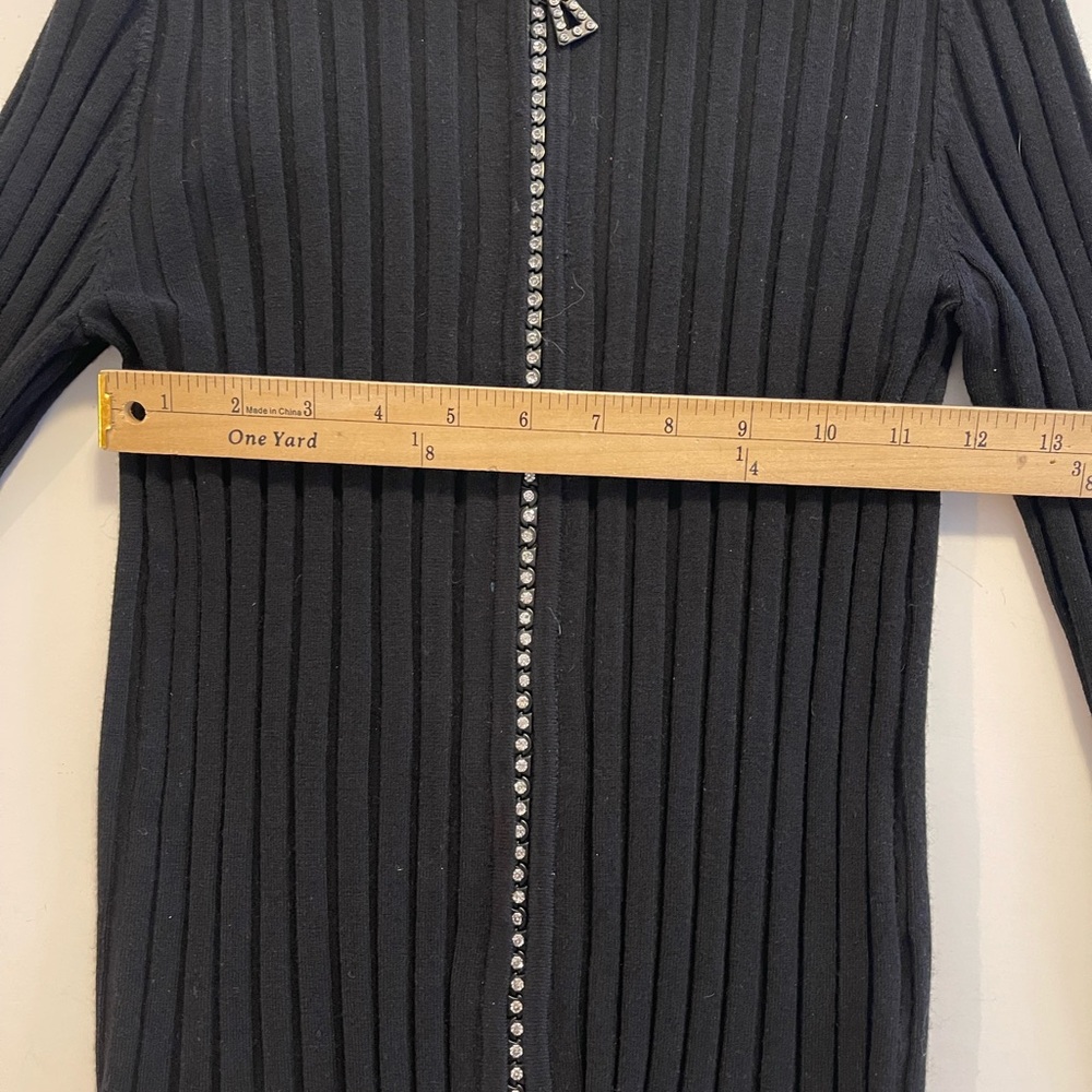 Belldini Ribbed Knit Mock Turtleneck Full Rhinestone Zip M - Picture 6 of 9